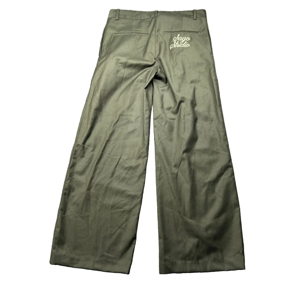Sago Studio Elenor Pants Mens 33x29 Olive Green Embroidered Dress Pants